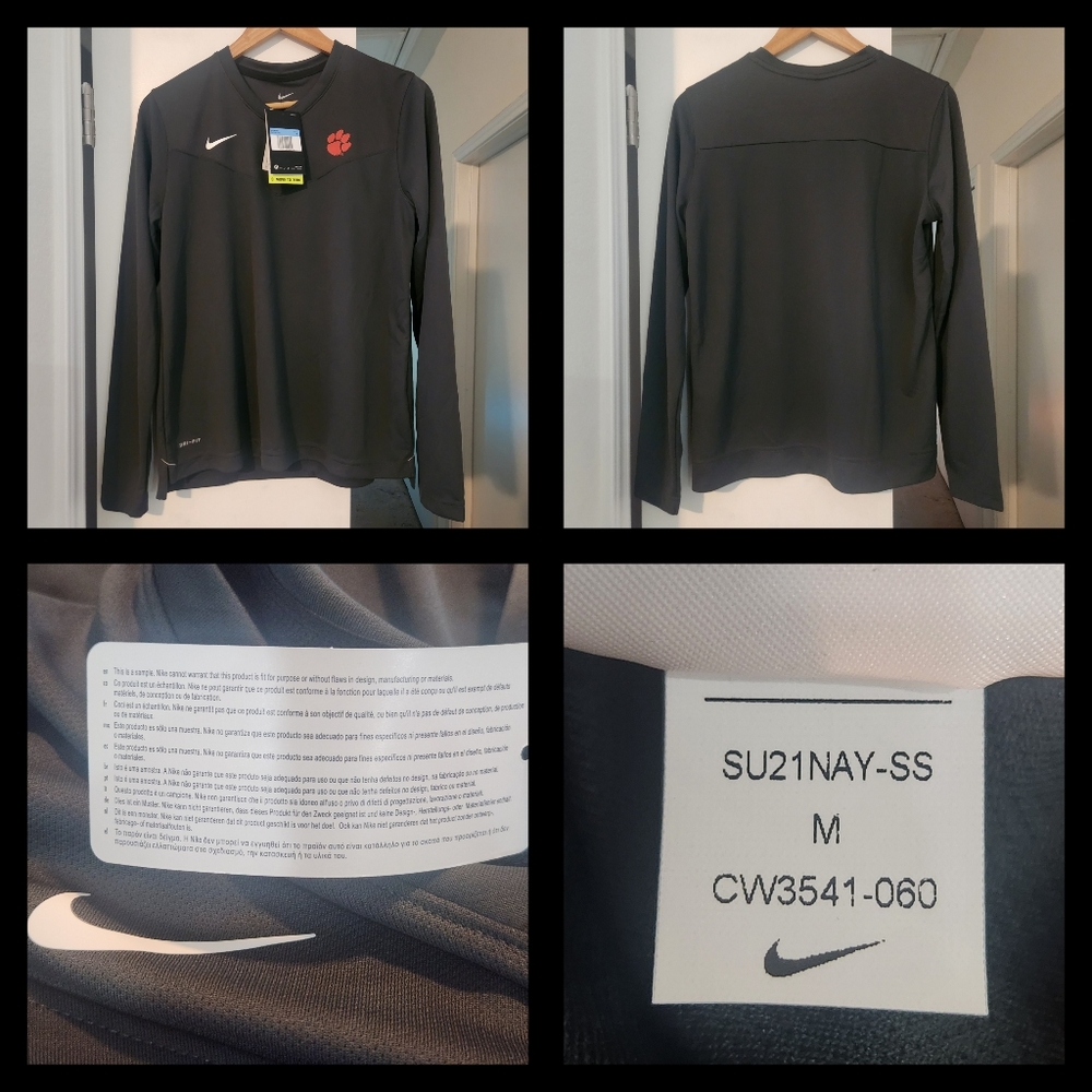 NEW Nike Salesman Sample Clemson Tigers Women's Med Gray Dri-Fit Shirt CW3541